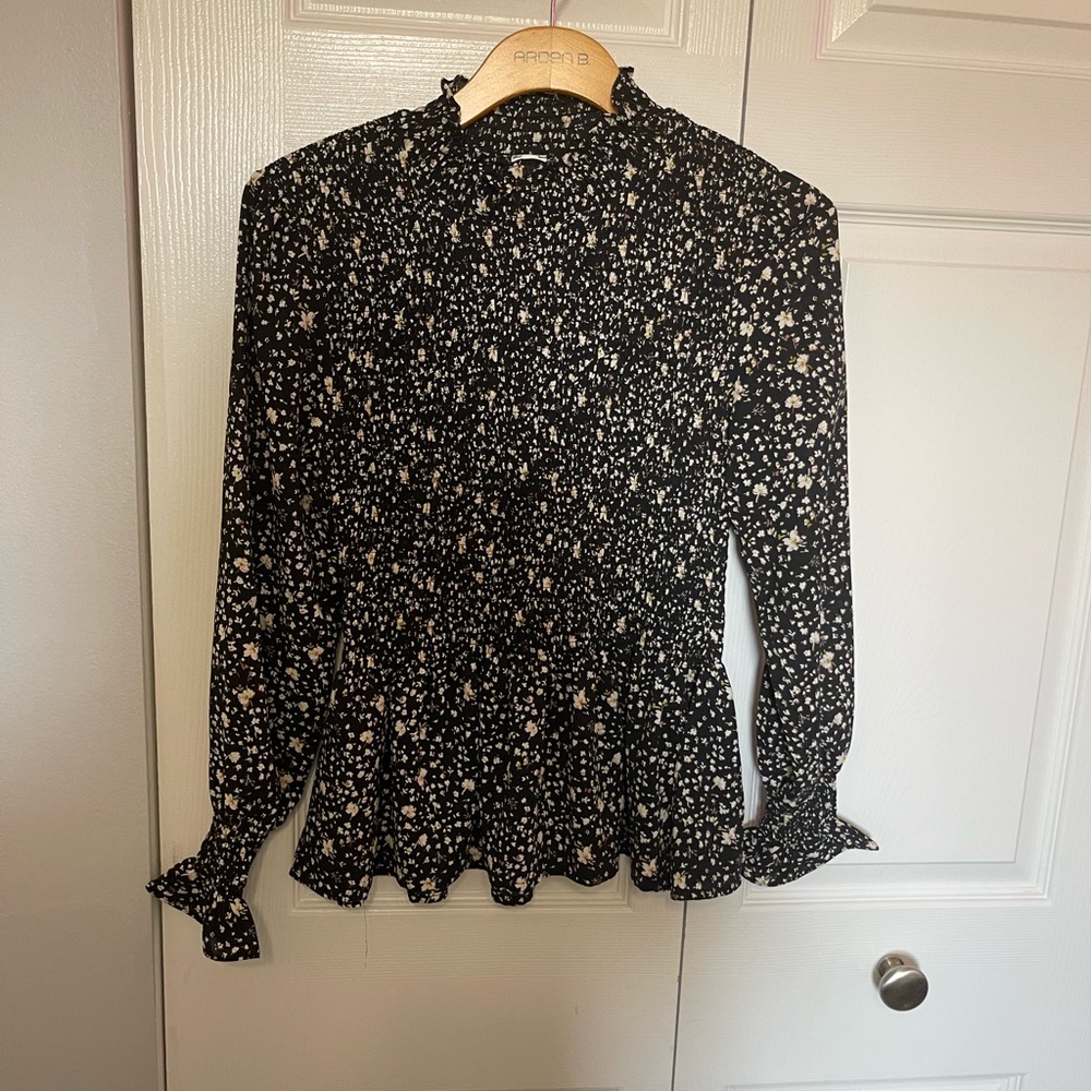 Flawless mock neck floral blouse